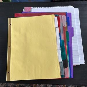 School Supplies Binder dividers Paper Folders